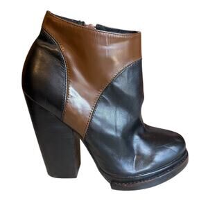 Aldo Faelora Pillow Walk Platform Heeled Ankle Boots Black Brown 6.5